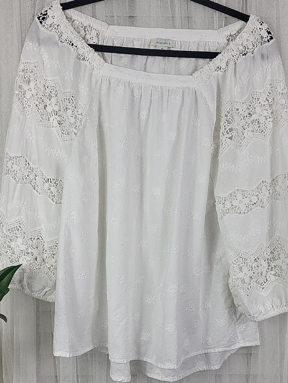 Sundance White Lace Peasant Blouse